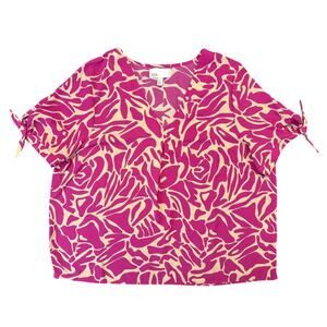 NWOT Nordstrom Rack Blouse, Pink Tan Abstract Print, Women’s Large